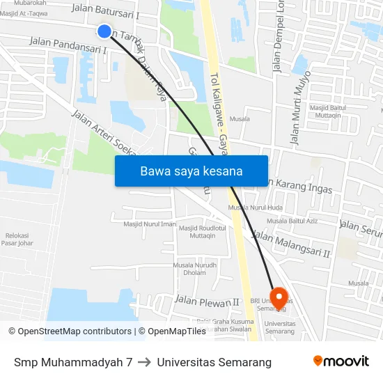 Smp Muhammadyah 7 to Universitas Semarang map