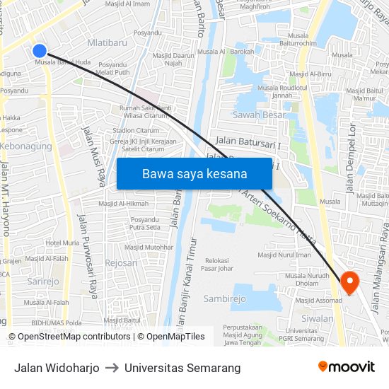 Jalan Widoharjo to Universitas Semarang map