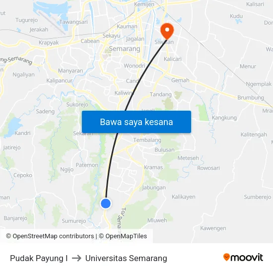 Pudak Payung I to Universitas Semarang map