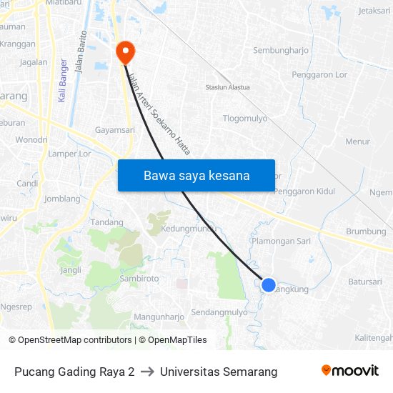 Pucang Gading Raya 2 to Universitas Semarang map