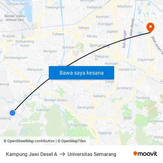 Kampung Jawi Desel A to Universitas Semarang map