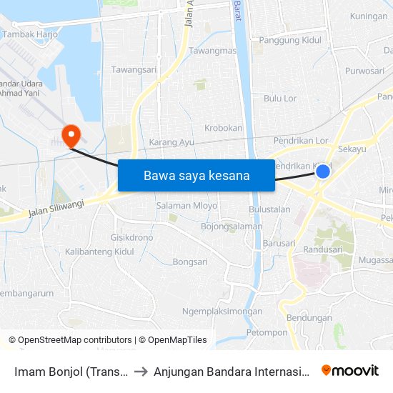 Imam Bonjol (Trans Semarang) to Anjungan Bandara Internasional Ahmad Yani map
