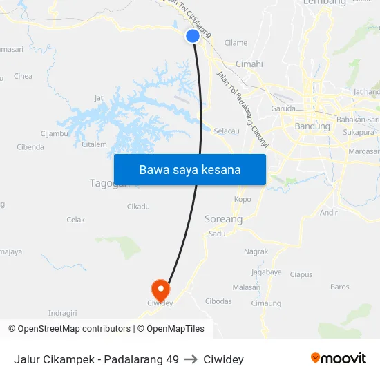 Jalur Cikampek - Padalarang 49 to Ciwidey map