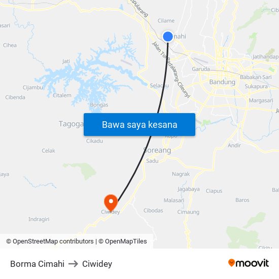 Borma Cimahi to Ciwidey map