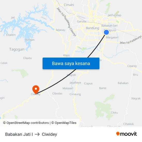 Babakan Jati I to Ciwidey map