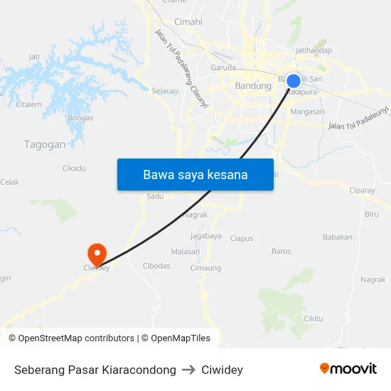 Seberang Pasar Kiaracondong to Ciwidey map