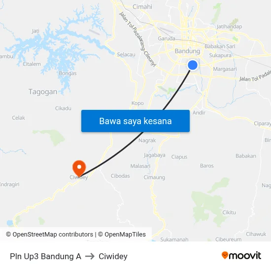 Pln Up3 Bandung A to Ciwidey map