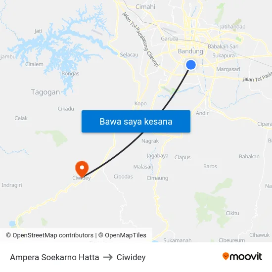 Ampera Soekarno Hatta to Ciwidey map