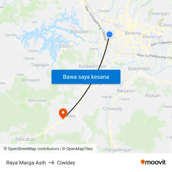 Raya Marga Asih to Ciwidey map