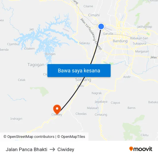 Jalan Panca Bhakti to Ciwidey map