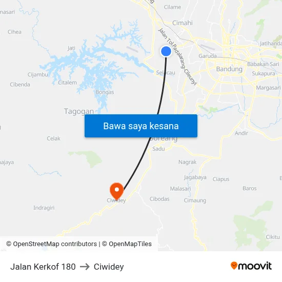 Jalan Kerkof 180 to Ciwidey map