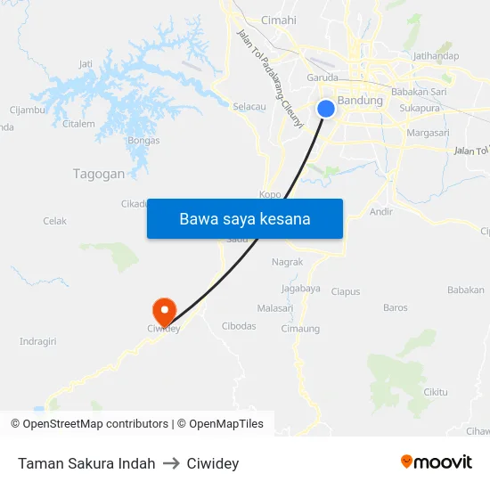 Taman Sakura Indah to Ciwidey map