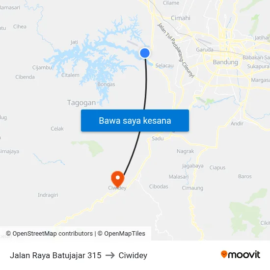 Jalan Raya Batujajar 315 to Ciwidey map