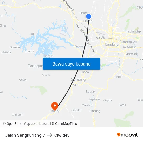 Jalan Sangkuriang 7 to Ciwidey map