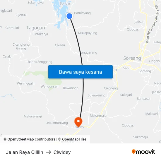 Jalan Raya Cililin to Ciwidey map