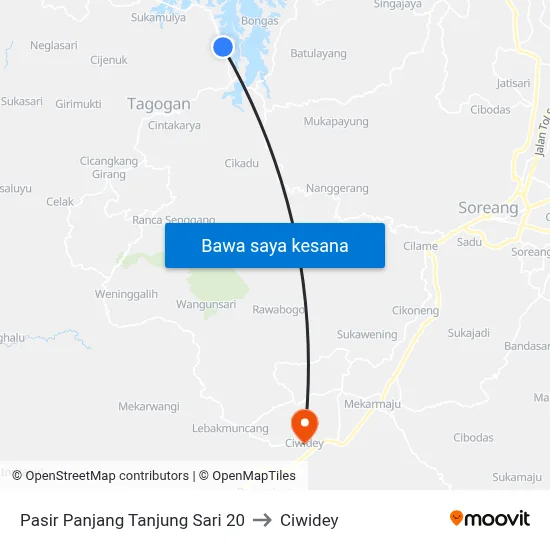 Pasir Panjang Tanjung Sari 20 to Ciwidey map