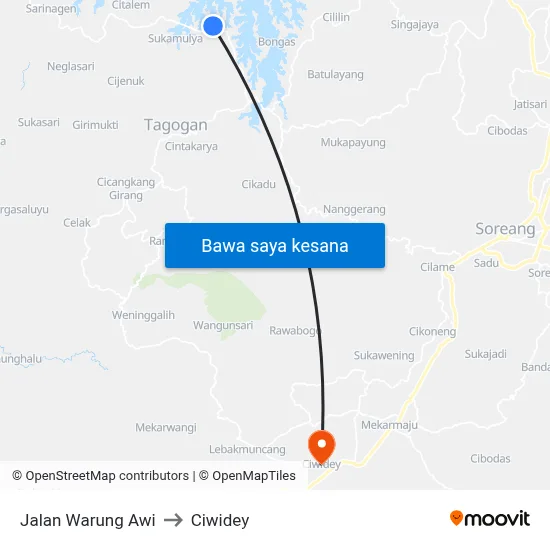 Jalan Warung Awi to Ciwidey map