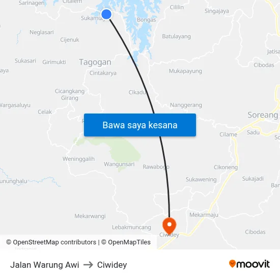 Jalan Warung Awi to Ciwidey map