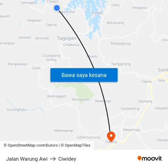 Jalan Warung Awi to Ciwidey map