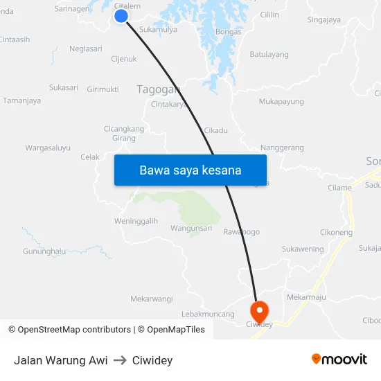 Jalan Warung Awi to Ciwidey map
