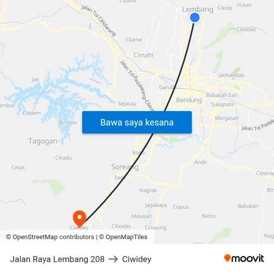 Jalan Raya Lembang 208 to Ciwidey map
