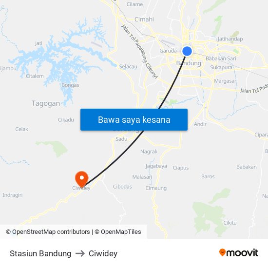 Stasiun Bandung to Ciwidey map