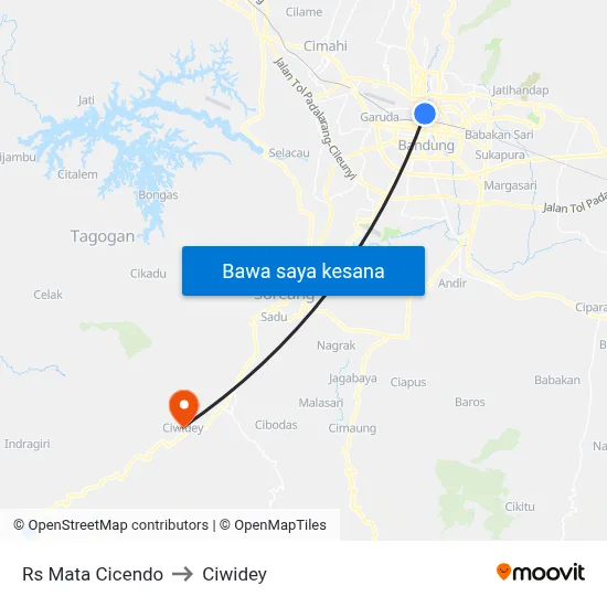 Rs Mata Cicendo to Ciwidey map