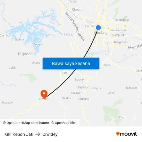 Gki Kebon Jati to Ciwidey map