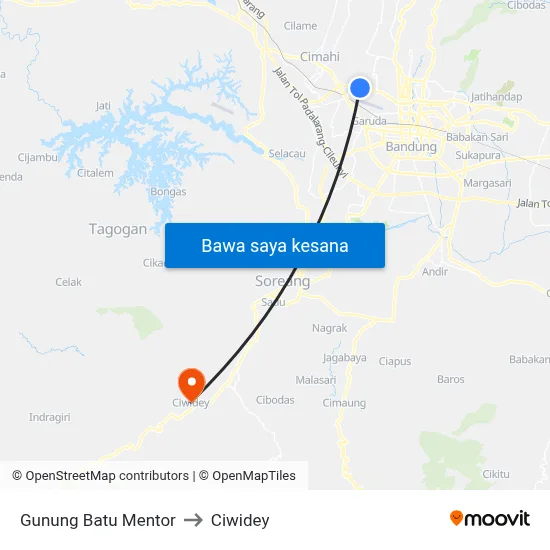 Gunung Batu Mentor to Ciwidey map