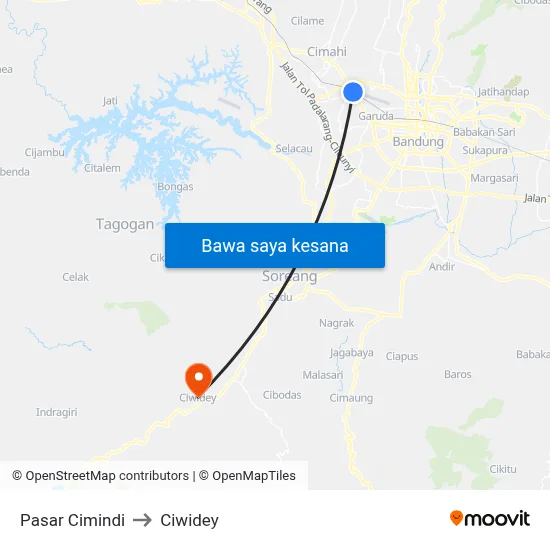 Pasar Cimindi to Ciwidey map