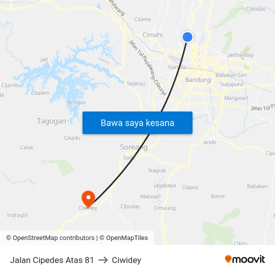 Jalan Cipedes Atas 81 to Ciwidey map