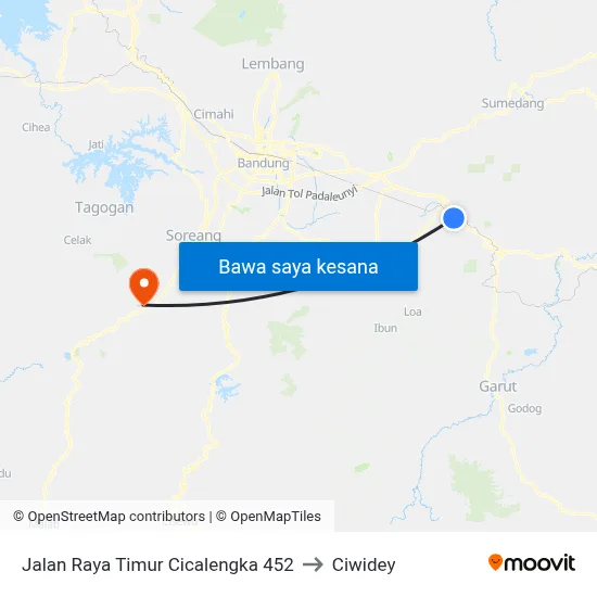 Jalan Raya Timur Cicalengka 452 to Ciwidey map