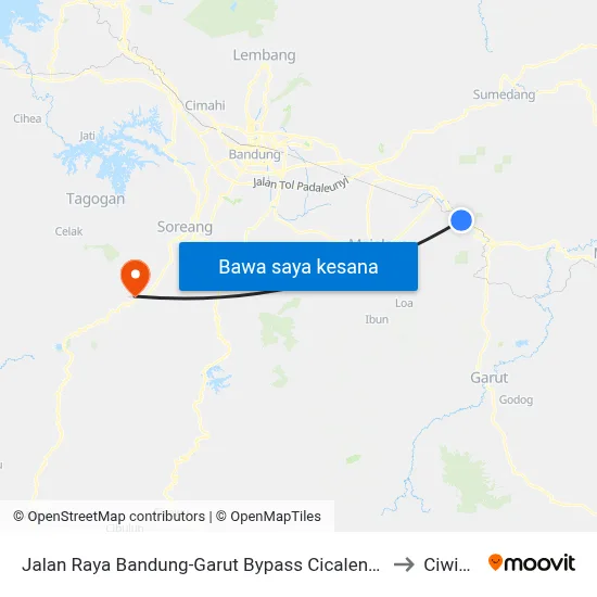 Jalan Raya Bandung-Garut Bypass Cicalengka 184 to Ciwidey map