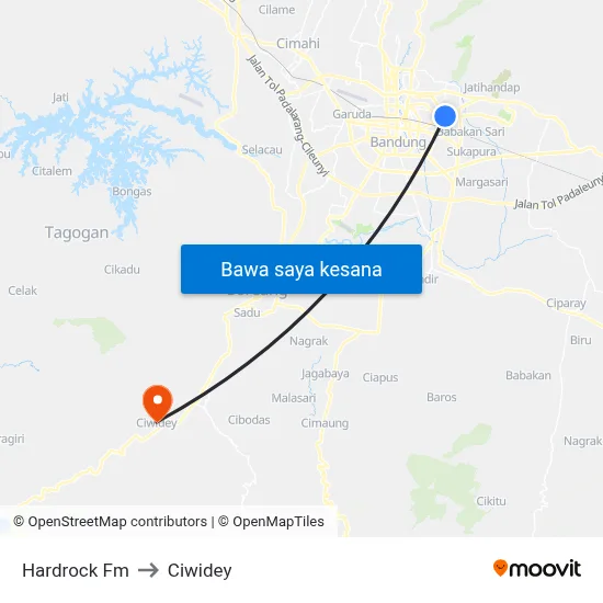 Hardrock Fm to Ciwidey map