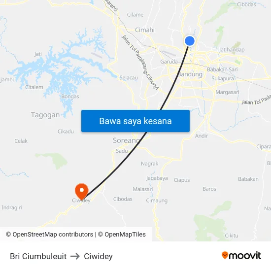 Bri Ciumbuleuit to Ciwidey map