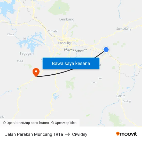 Jalan Parakan Muncang 191a to Ciwidey map