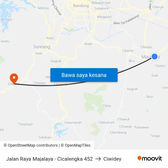 Jalan Raya Majalaya - Cicalengka 452 to Ciwidey map
