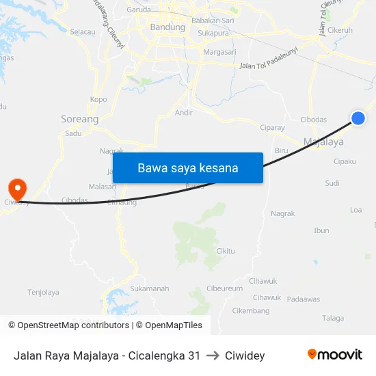 Jalan Raya Majalaya - Cicalengka 31 to Ciwidey map