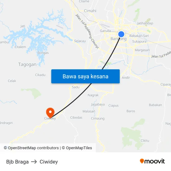 Bjb Braga to Ciwidey map