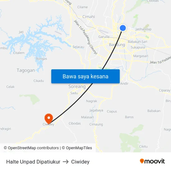 Halte Unpad Dipatiukur to Ciwidey map