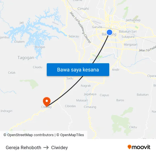 Gereja Rehoboth to Ciwidey map