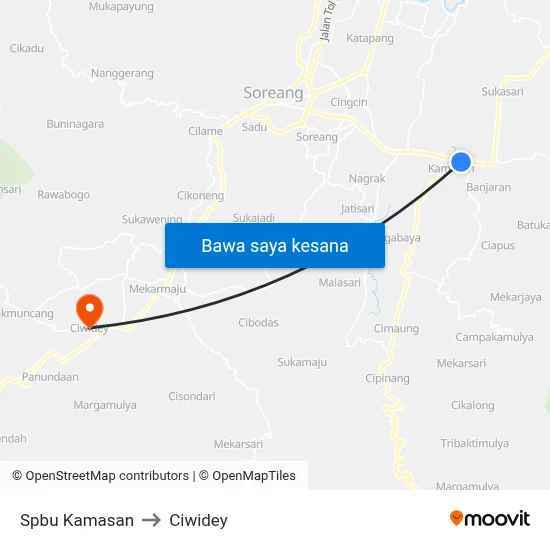 Spbu Kamasan to Ciwidey map