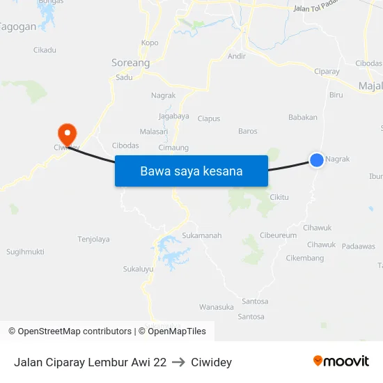 Jalan Ciparay Lembur Awi 22 to Ciwidey map