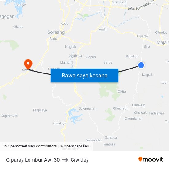 Ciparay Lembur Awi 30 to Ciwidey map