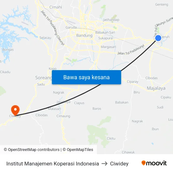 Institut Manajemen Koperasi Indonesia to Ciwidey map