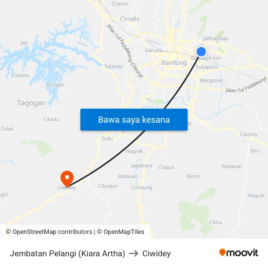 Jembatan Pelangi (Kiara Artha) to Ciwidey map
