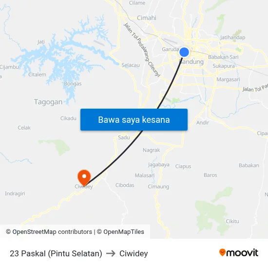 23 Paskal (Pintu Selatan) to Ciwidey map