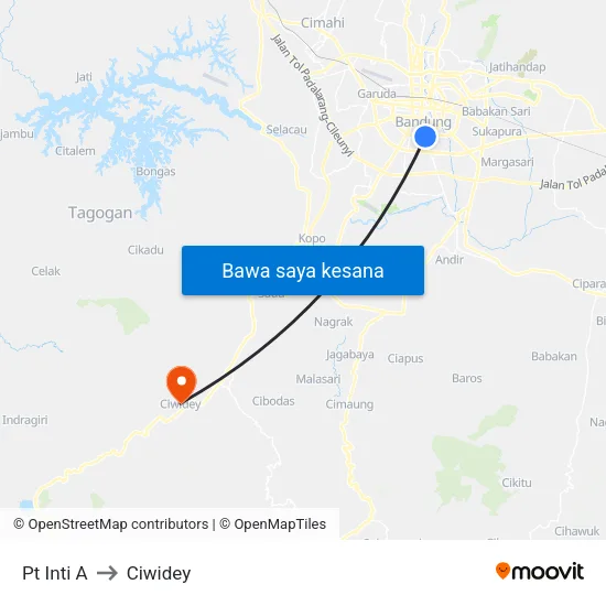 Pt Inti A to Ciwidey map