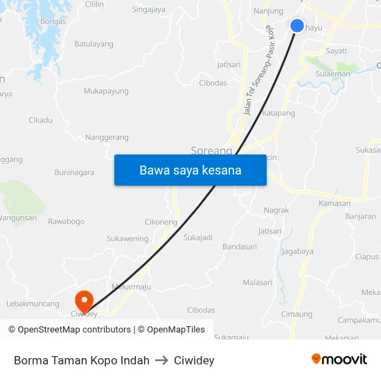 Borma Taman Kopo Indah to Ciwidey map