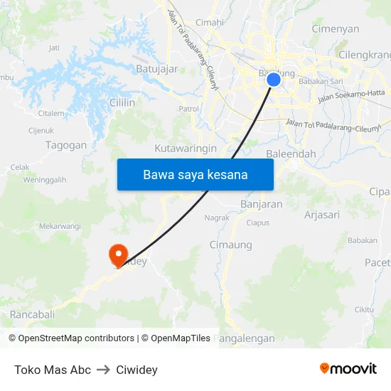 Toko Mas Abc to Ciwidey map